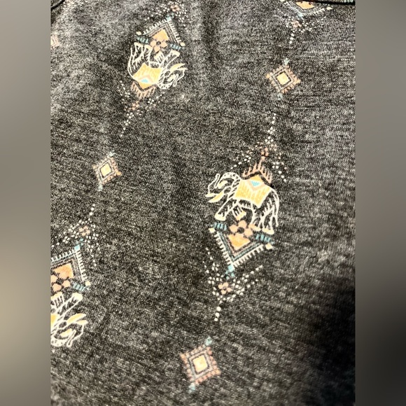 Mudd Girls 7/8 Med Racerback Tank Top Elephant Print Dark Gray w Lace Edge - Picture 5 of 7